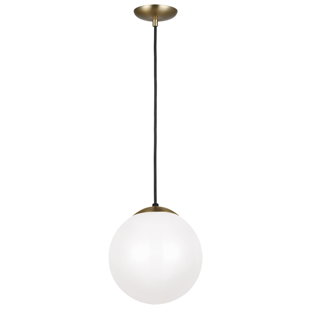 Leo Hanging Globe Medium Pendant | Satin Brass | Smooth White Glass Bulb(s) Not Included