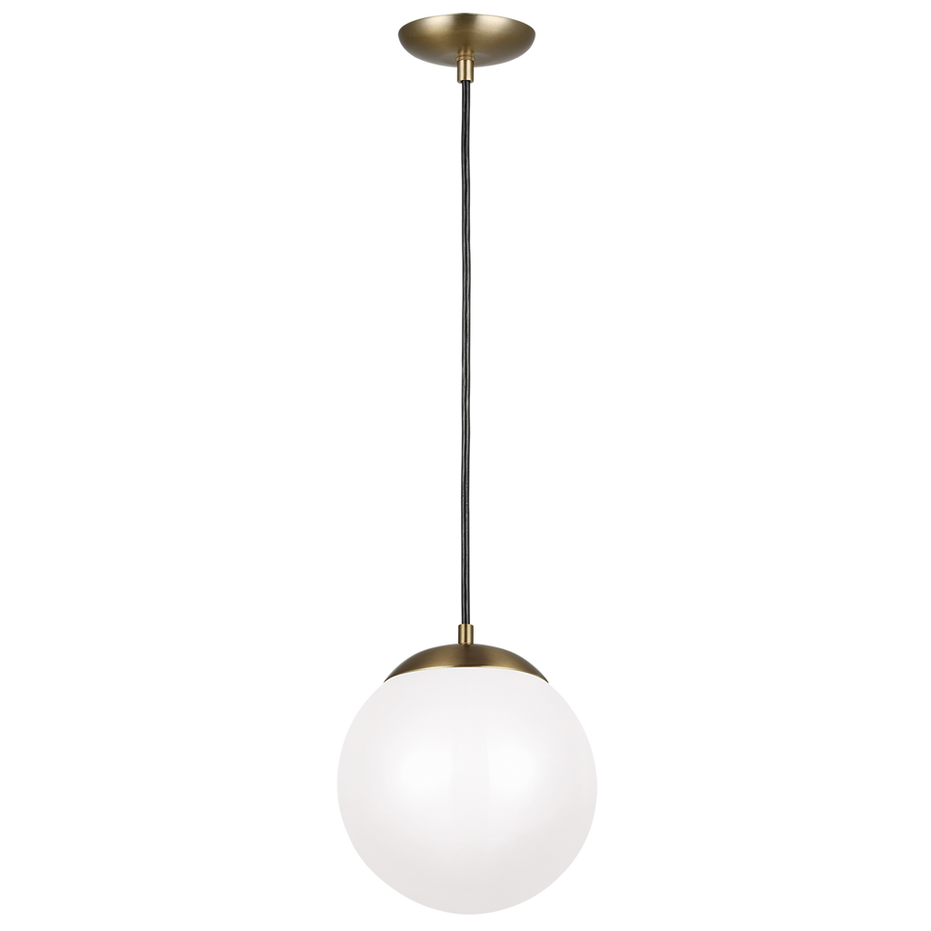 Leo Hanging Globe Medium Pendant | Satin Brass | Smooth White Glass Dedicated LED