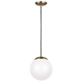 Leo Hanging Globe Medium Pendant | Satin Brass | Smooth White Glass Dedicated LED