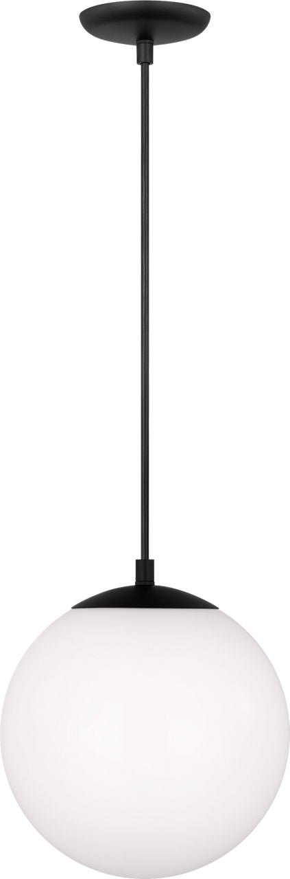 Leo Hanging Globe Medium Pendant | Midnight Black | Smooth White Glass Bulb(s) Included