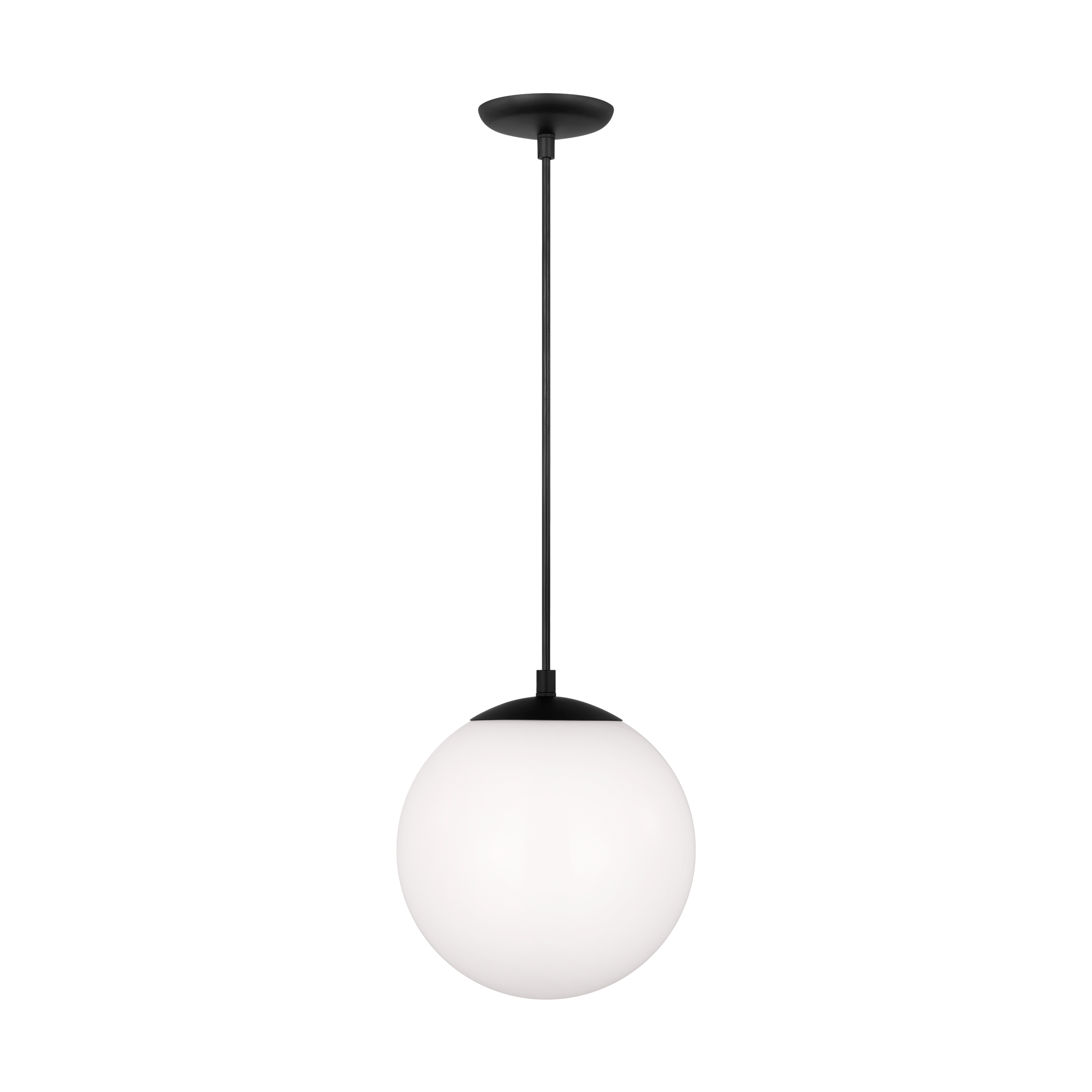 Leo Hanging Globe Medium Pendant | Midnight Black | Smooth White Glass Bulb(s) Included
