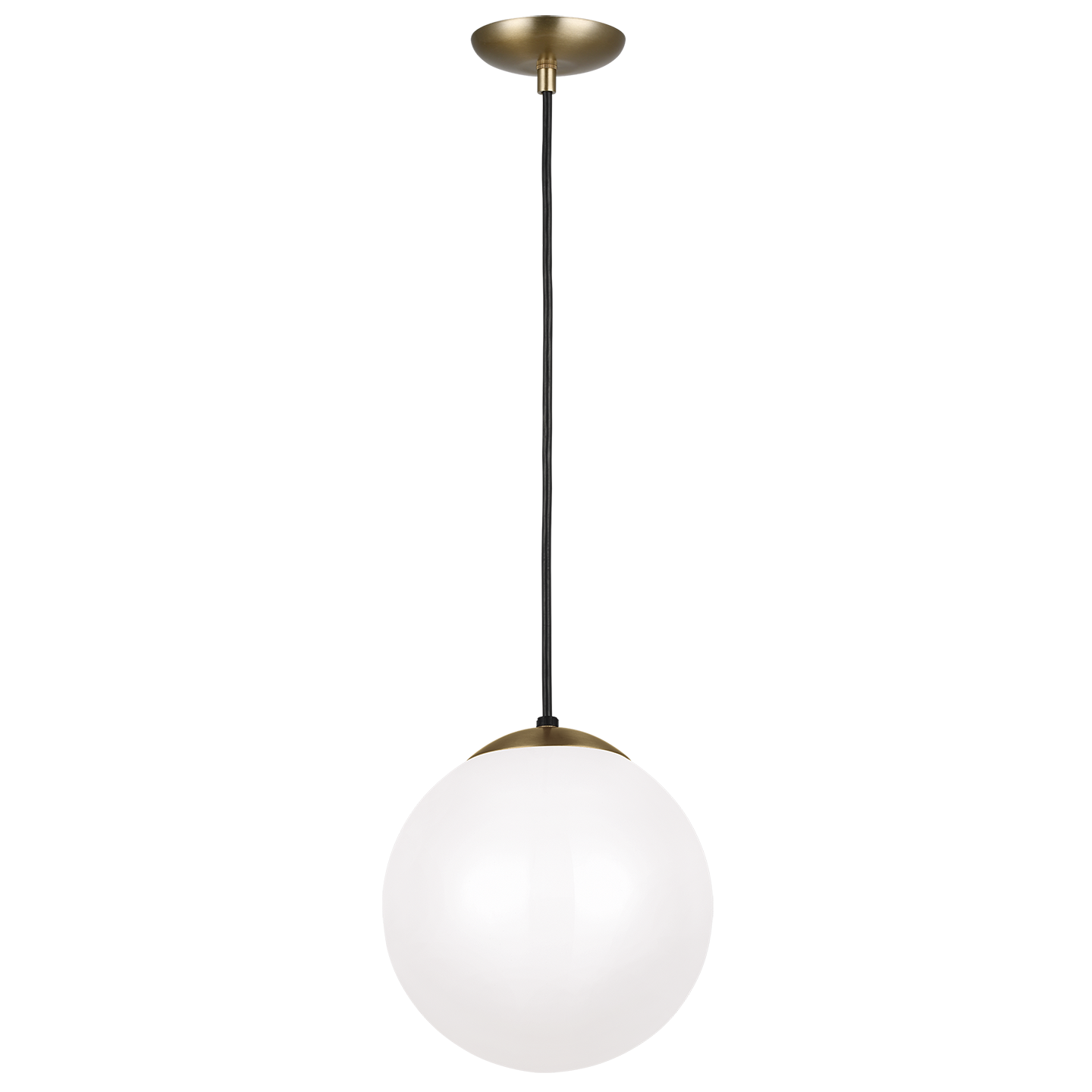 Leo Hanging Globe Medium Pendant | Satin Brass | Smooth White Glass Bulb(s) Included