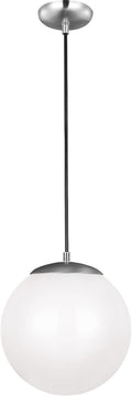 Leo Hanging Globe Large Pendant | Satin Aluminum | Smooth White Glass Bulb(s) Not Included