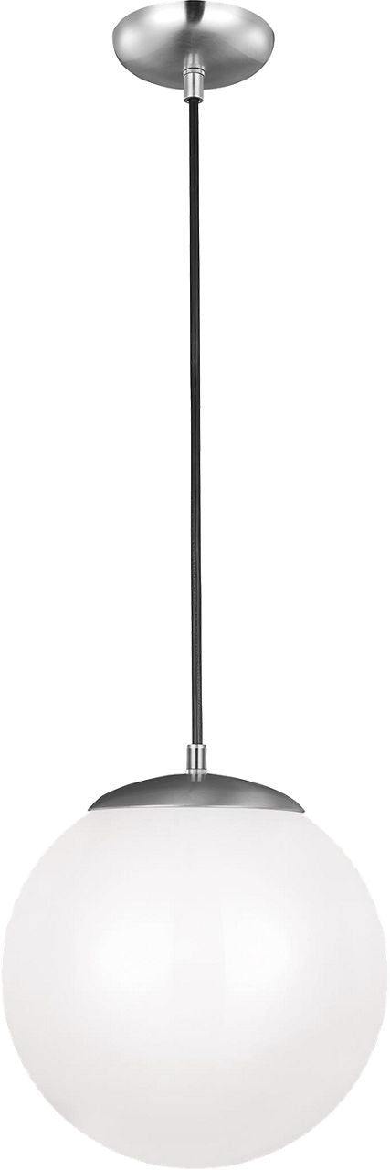 Leo Hanging Globe Large Pendant | Satin Aluminum | Smooth White Glass Bulb(s) Not Included