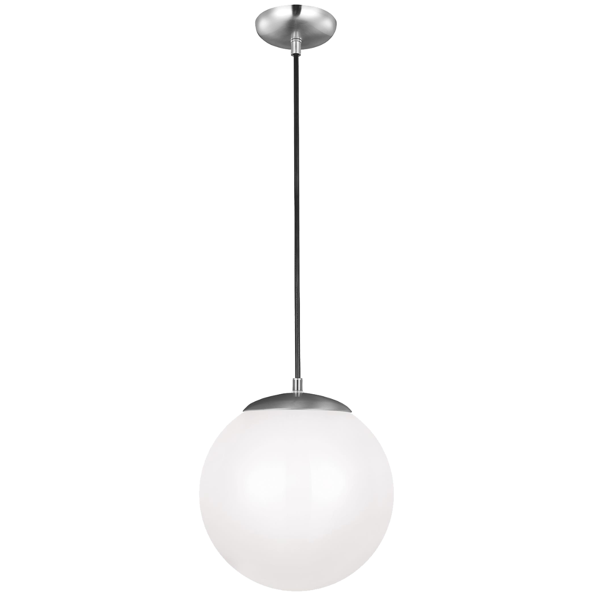 Leo Hanging Globe Large Pendant | Satin Aluminum | Smooth White Glass Bulb(s) Not Included