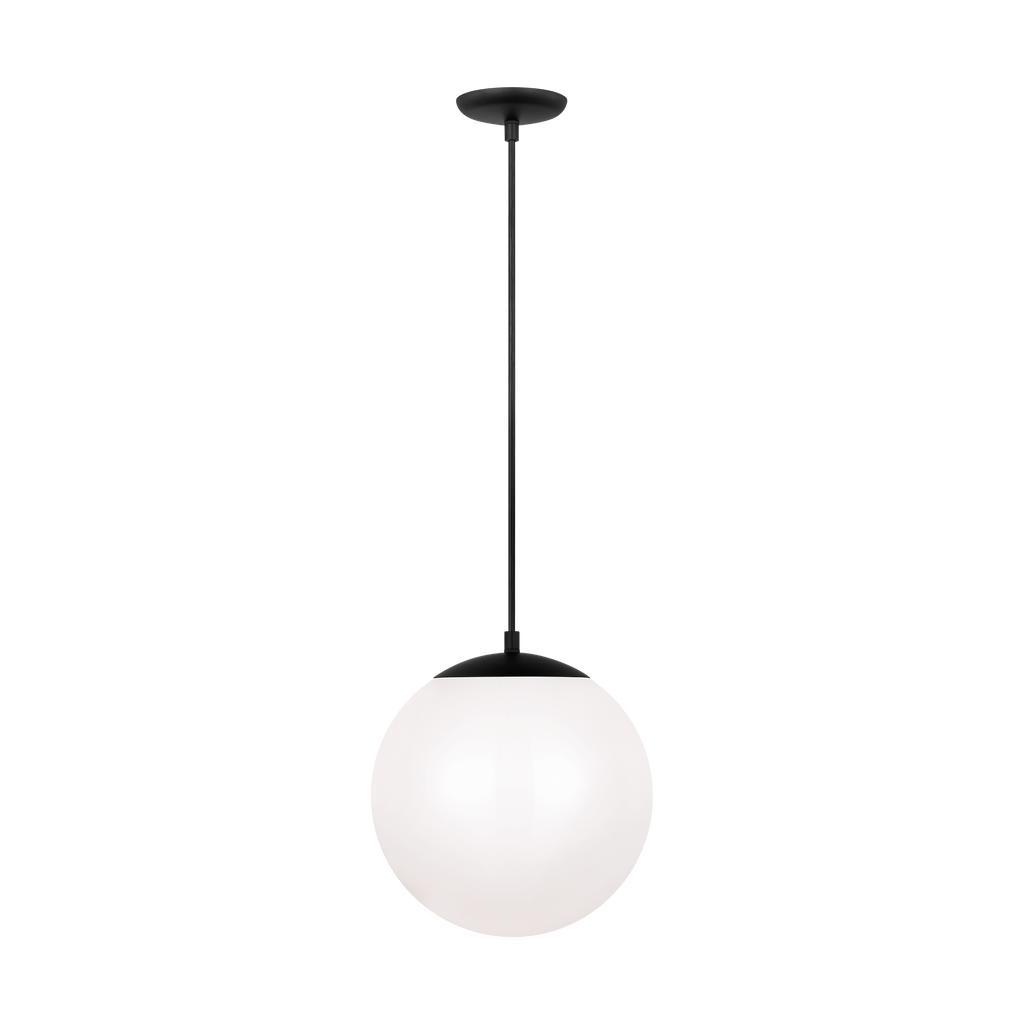 Leo Hanging Globe Large Pendant | Midnight Black | Smooth White Glass Bulb(s) Not Included