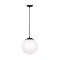 Leo Hanging Globe Large Pendant | Midnight Black | Smooth White Glass Bulb(s) Not Included