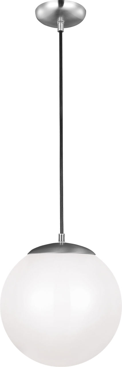 Leo Hanging Globe Large Pendant | Satin Aluminum | Smooth White Glass Dedicated LED