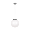 Leo Hanging Globe Large Pendant | Satin Aluminum | Smooth White Glass Dedicated LED