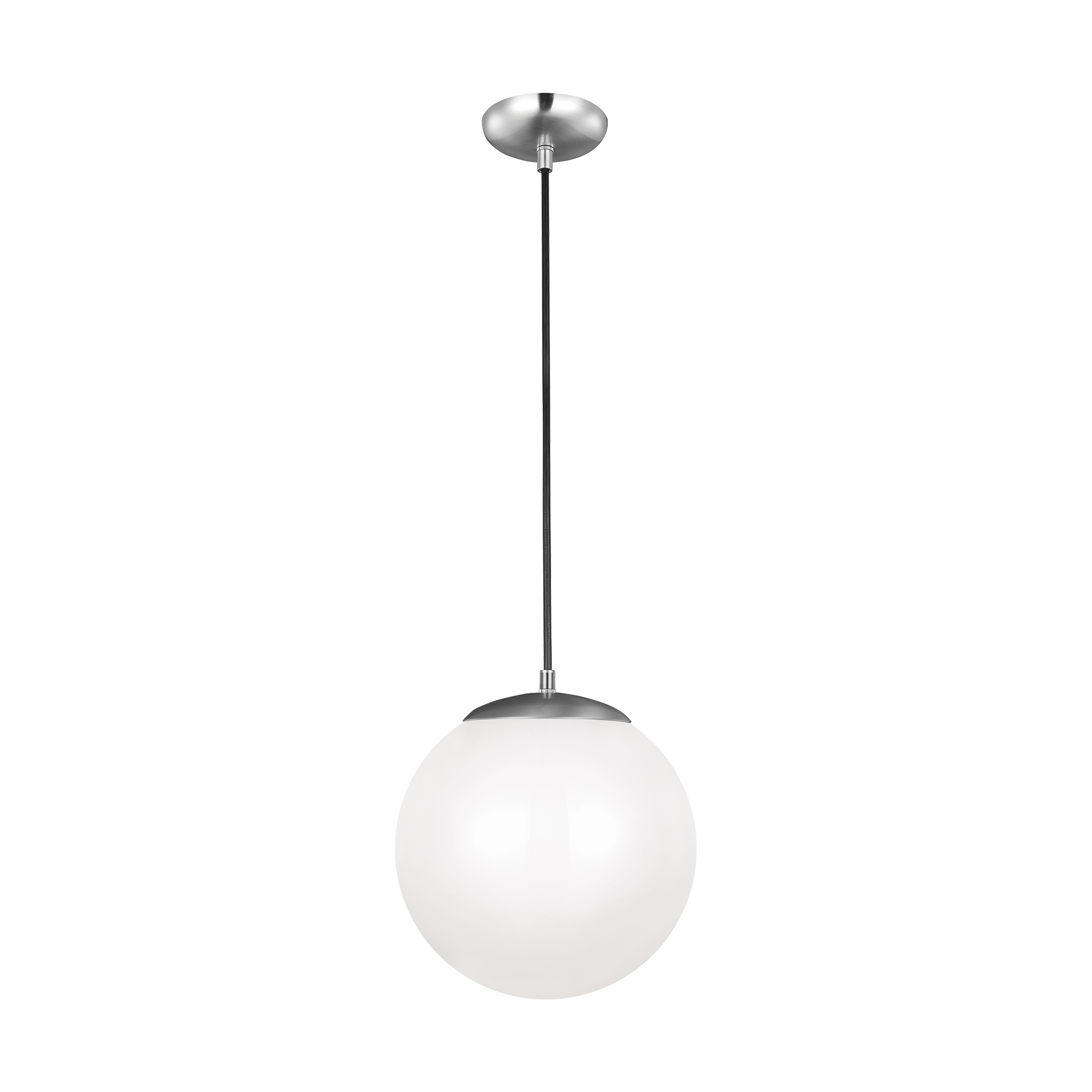 Leo Hanging Globe Large Pendant | Satin Aluminum | Smooth White Glass Dedicated LED