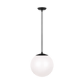 Leo Hanging Globe Large Pendant | Midnight Black | Smooth White Glass Bulb(s) Included