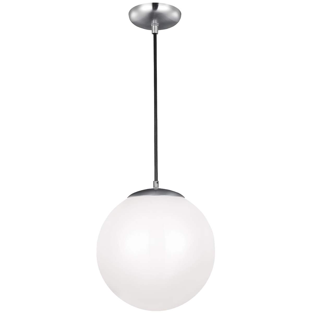 Leo Hanging Globe XL Pendant | Satin Aluminum | Smooth White Glass Bulb(s) Not Included