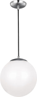 Leo Hanging Globe XL Pendant | Satin Aluminum | Smooth White Glass Bulb(s) Included