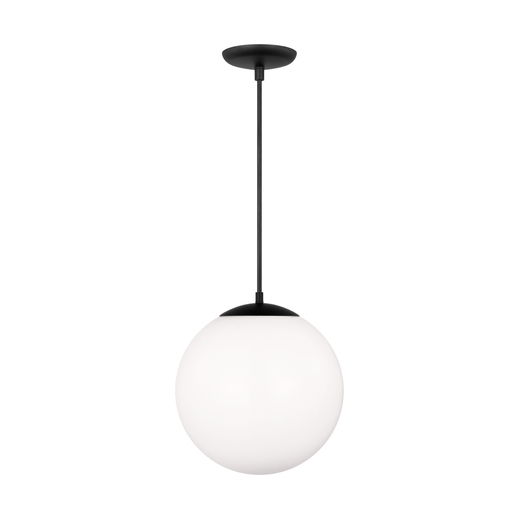 Leo Hanging Globe XL Pendant | Midnight Black | Smooth White Glass Bulb(s) Included