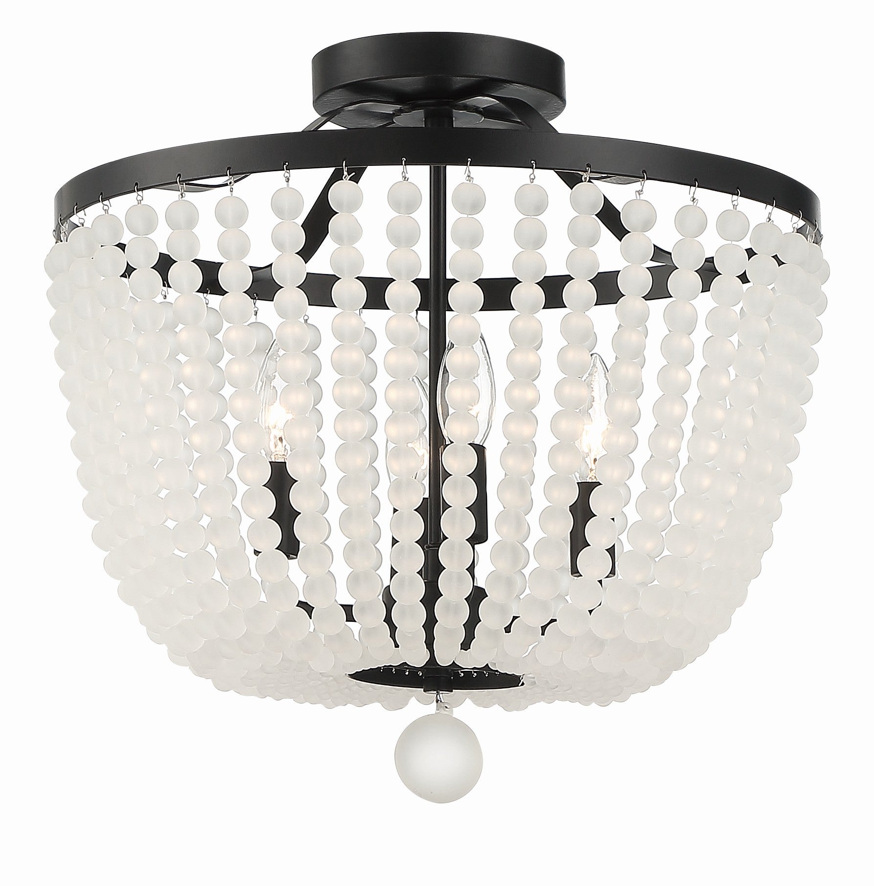 Rylee 16.5'' Matte Black Frosted Beads Semi Flush Mount