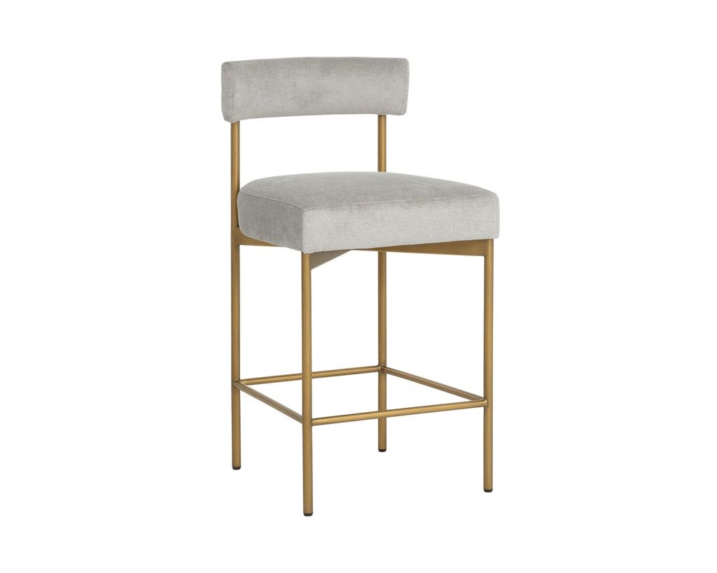 Seneca Counter Stool - Antique Brass - Polo Club Stone
