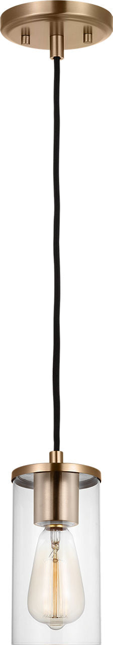 Zire One Light Mini-Pendant | Satin Brass Bulbs Included