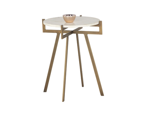 Anak End Table - White Marble