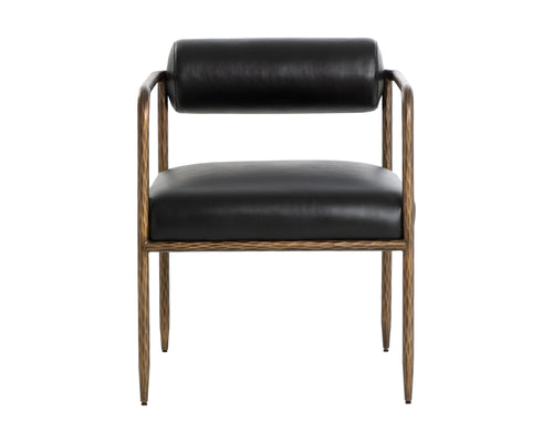 Ajani Dining Armchair - Charcoal Black Leather