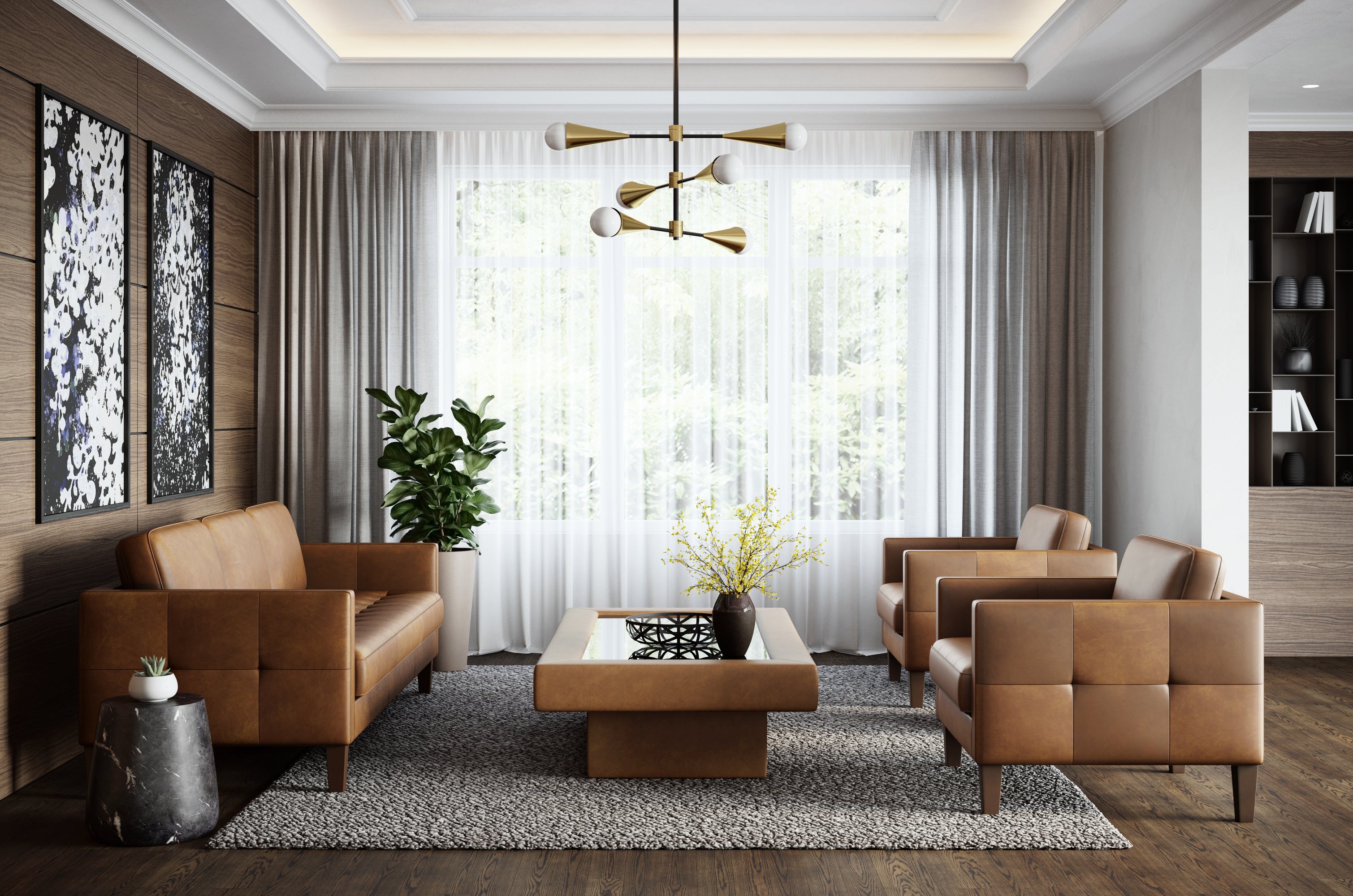 Aries End Table - Marble Look - Black