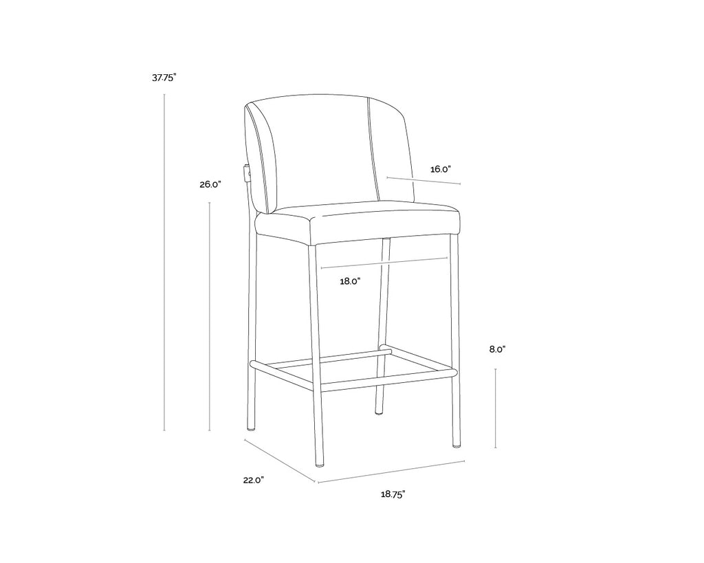 Pearce Counter Stool - Light Grey / Bravo Cognac