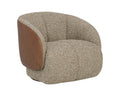 Camie Swivel Lounge Chair - Torched Meringue / Cognac Leather