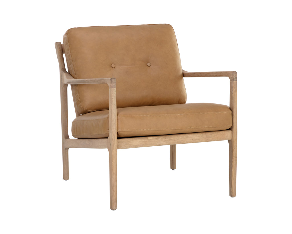 Gilmore Lounge Chair - Light Oak - Sahara Camel Leather
