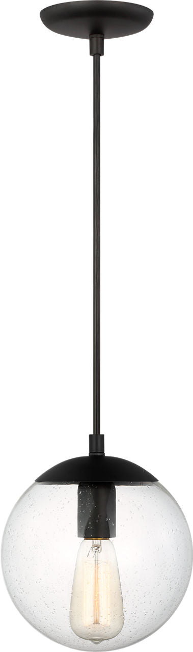 Leo Hanging Globe Small Pendant | Midnight Black | Clear Seeded Glass Bulb(s) Included