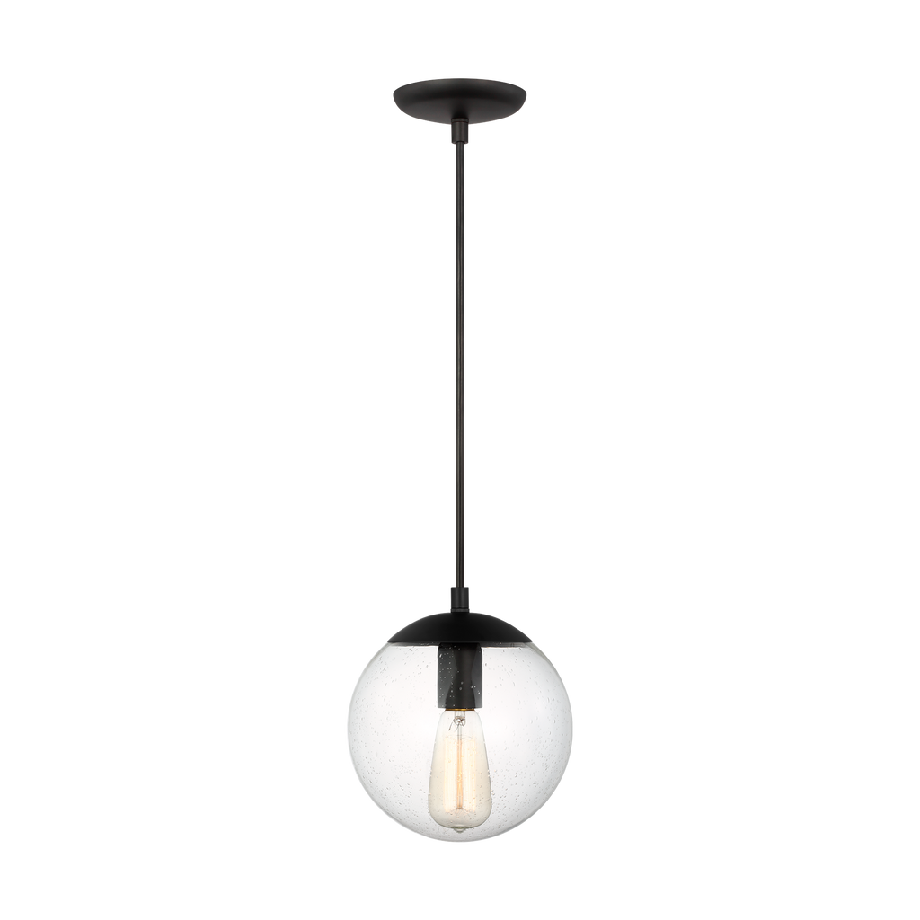 Leo Hanging Globe Small Pendant | Midnight Black | Clear Seeded Glass Bulb(s) Included