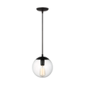 Leo Hanging Globe Small Pendant | Midnight Black | Clear Seeded Glass Bulb(s) Included