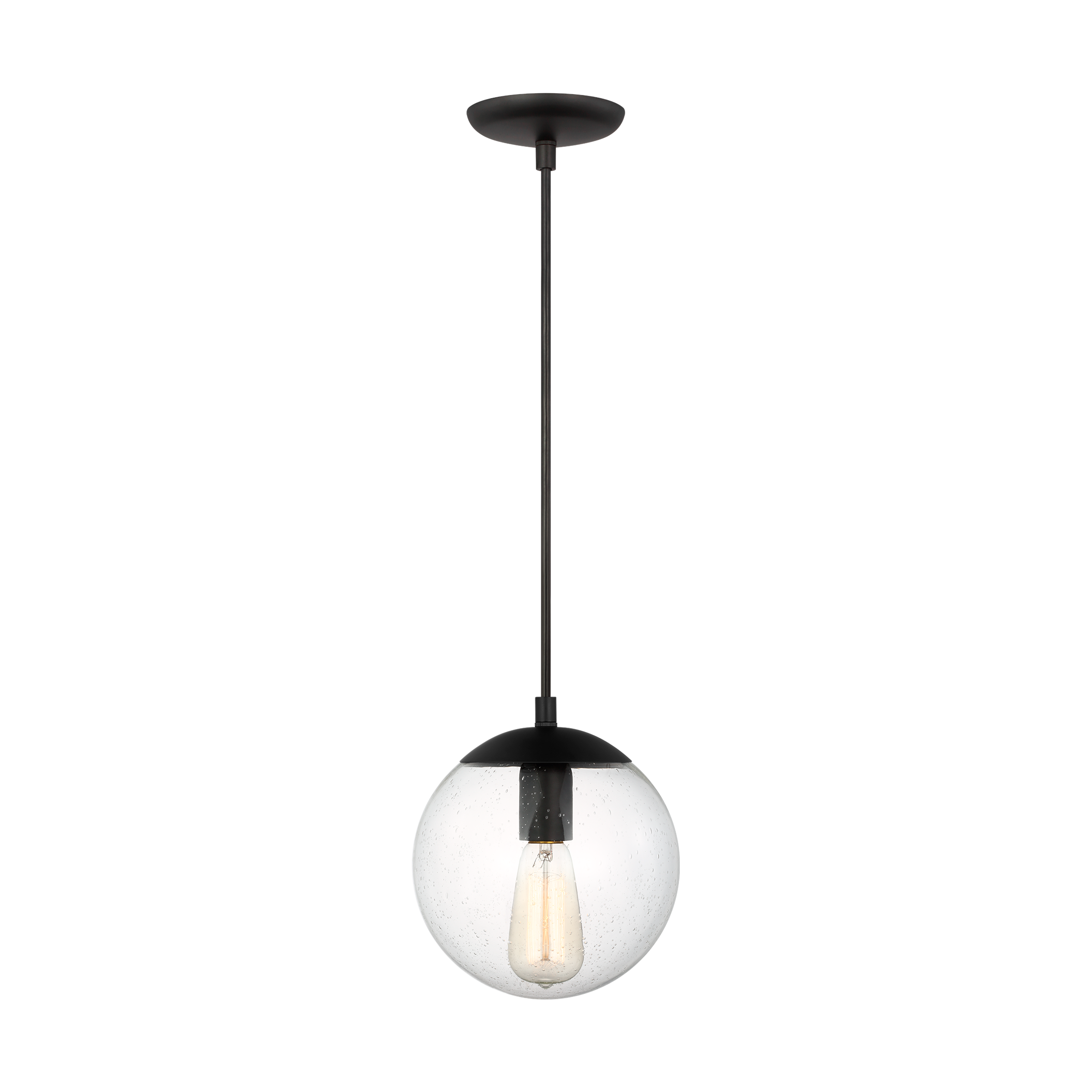 Leo Hanging Globe Small Pendant | Midnight Black | Clear Seeded Glass Bulb(s) Included