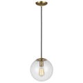 Leo Hanging Globe Medium Pendant | Satin Brass | Clear Seeded Glass Bulb(s) Included