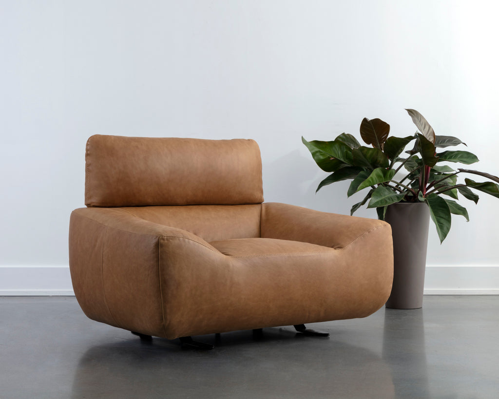 Paget Glider Lounge Chair - Camel Leather