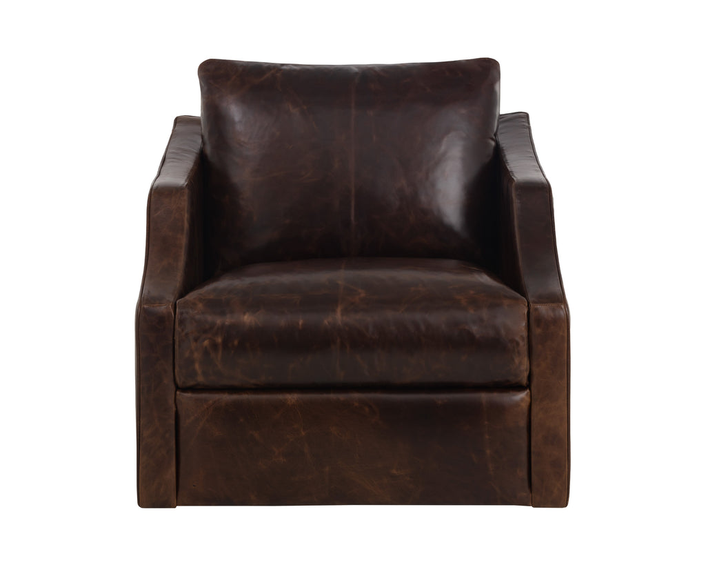 Orwell Swivel Lounge Chair - Chocolate Leather