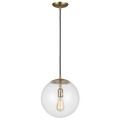 Leo Hanging Globe Large Pendant | Satin Brass | Clear Seeded Glass Bulb(s) Not Included
