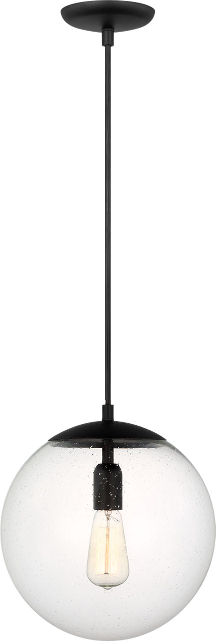 Leo Hanging Globe Large Pendant | Midnight Black | Clear Seeded Glass Bulb(s) Included
