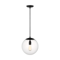 Leo Hanging Globe Large Pendant | Midnight Black | Clear Seeded Glass Bulb(s) Included