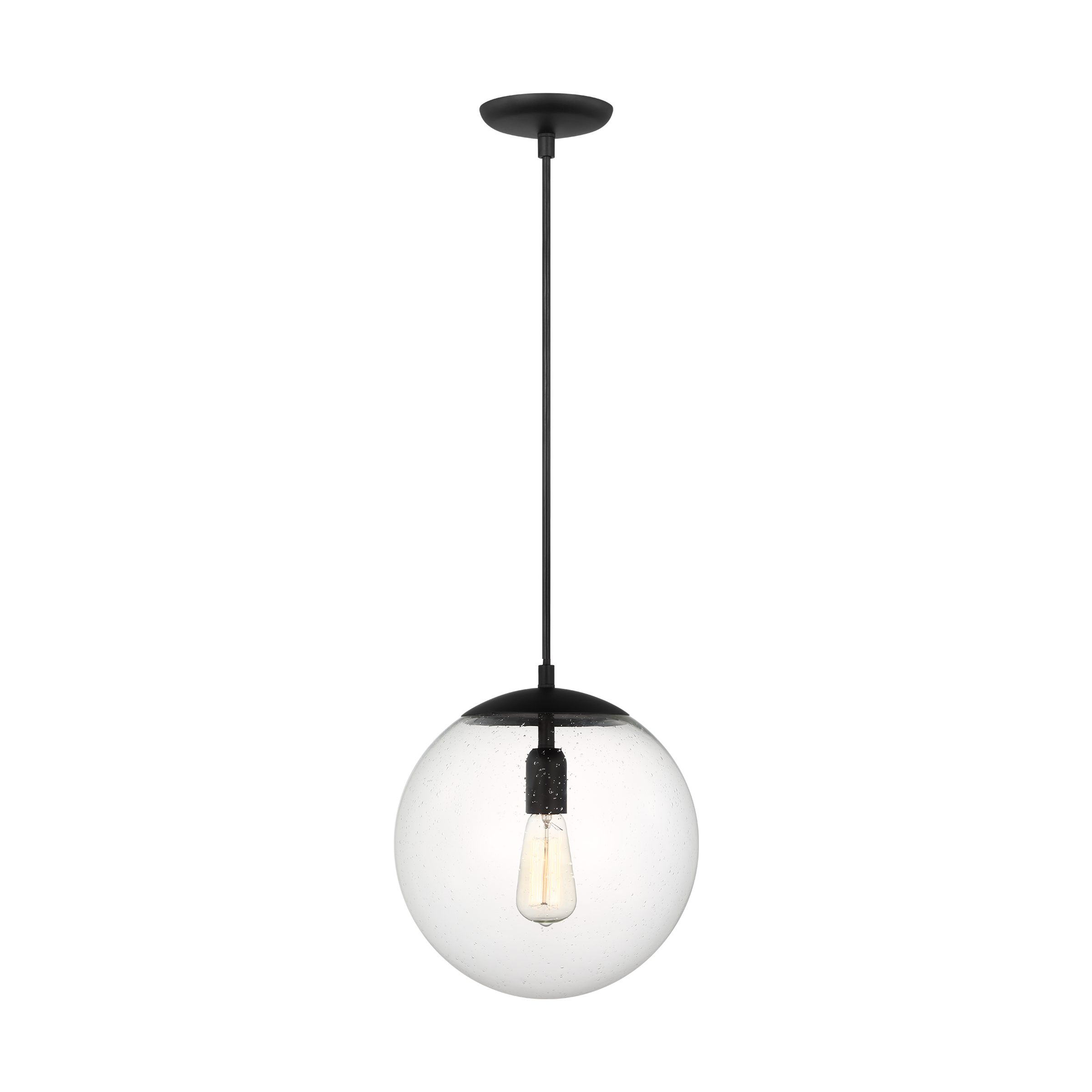 Leo Hanging Globe Large Pendant | Midnight Black | Clear Seeded Glass Bulb(s) Included