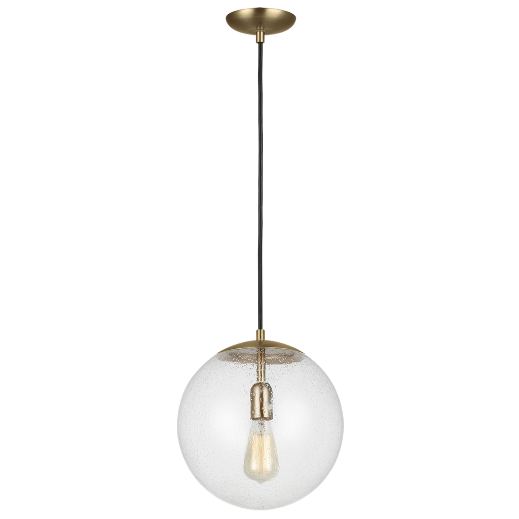 Leo Hanging Globe Large Pendant | Satin Brass | Clear Seeded Glass Bulb(s) Included