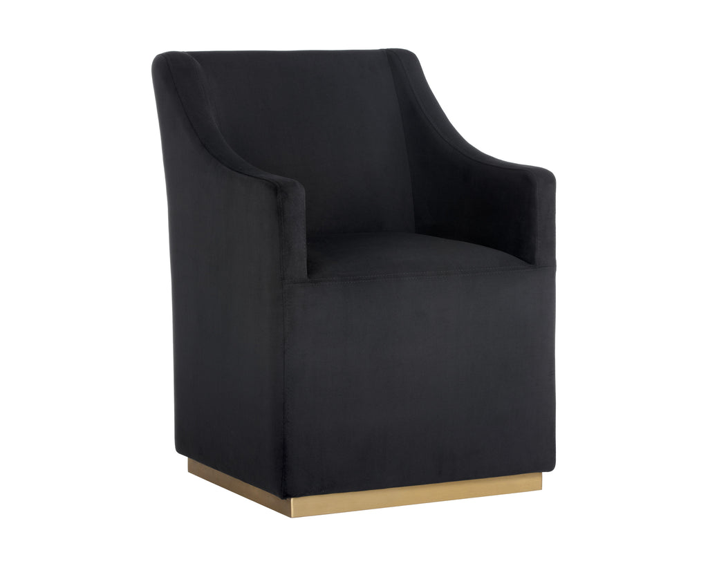 Zane Wheeled Dining Armchair - Abbington Black