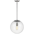 Leo Hanging Globe XL Pendant | Satin Aluminum | Clear Seeded Glass Bulb(s) Not Included
