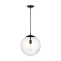 Leo Hanging Globe XL Pendant | Midnight Black | Clear Seeded Glass Bulb(s) Not Included