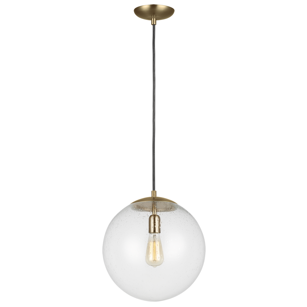 Leo Hanging Globe XL Pendant | Satin Brass | Clear Seeded Glass Bulb(s) Not Included
