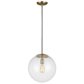 Leo Hanging Globe XL Pendant | Satin Brass | Clear Seeded Glass Bulb(s) Not Included