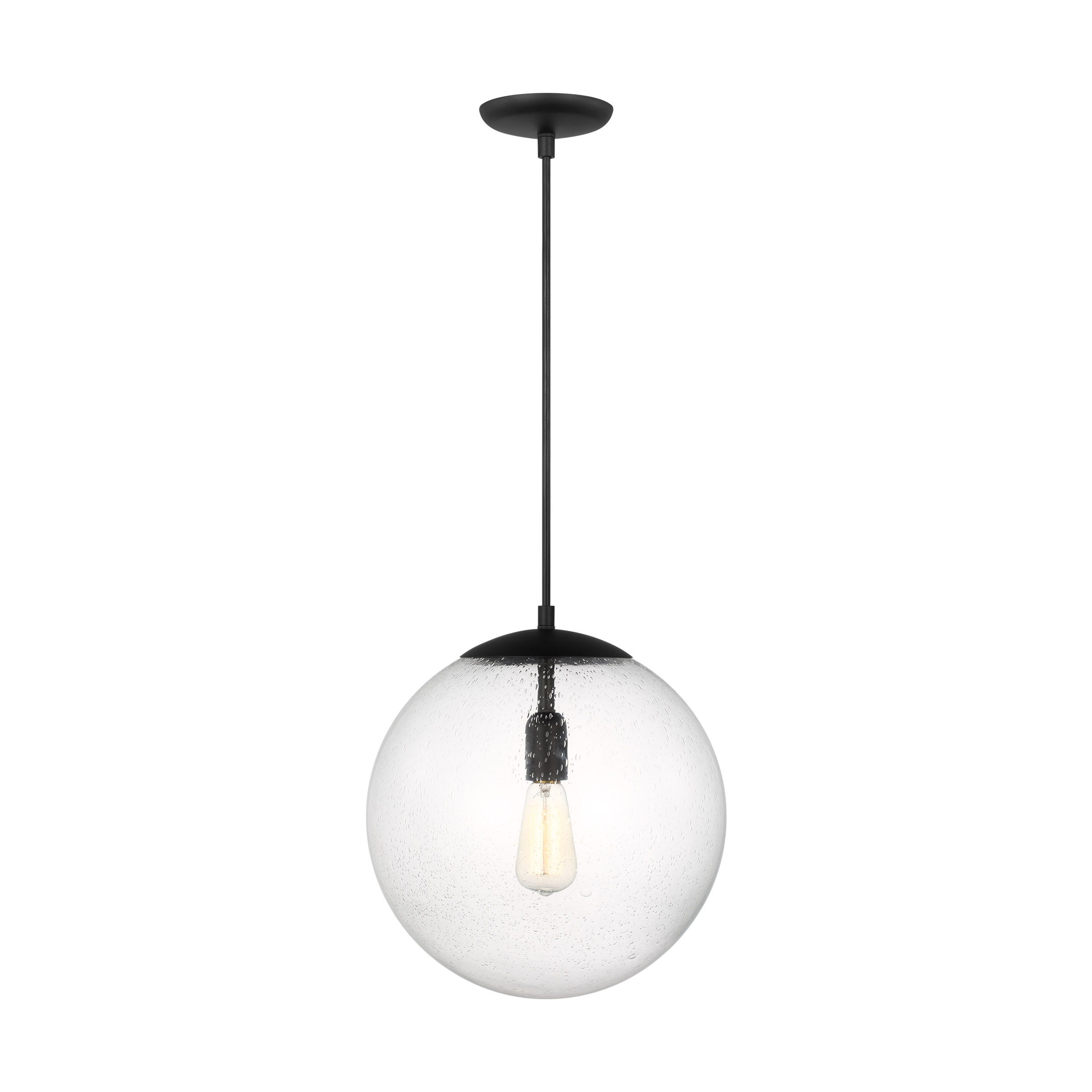 Leo Hanging Globe XL Pendant | Midnight Black | Clear Seeded Glass Bulb(s) Included