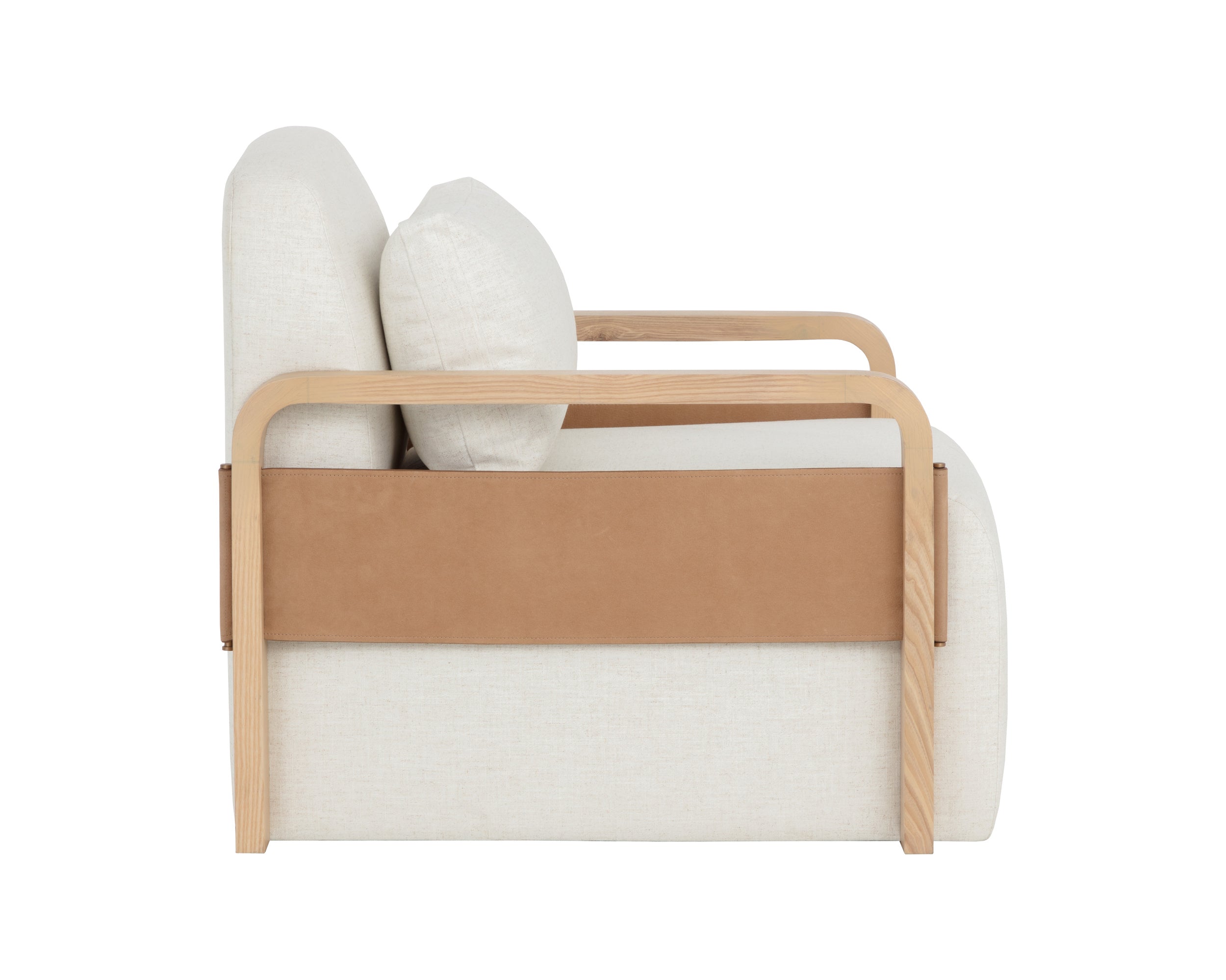 Otso Swivel Lounge Chair - Geralt Linen / Nubuck Tan Leather