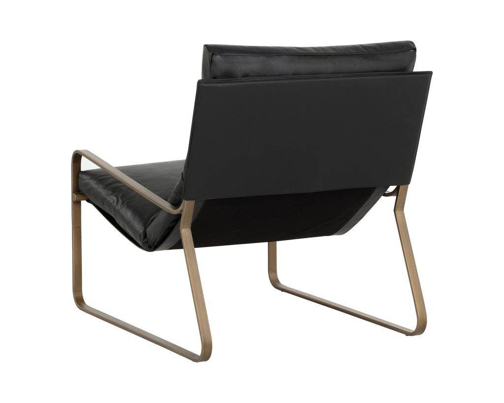 Zancor Lounge Chair - Antique Brass - Charcoal Black Leather