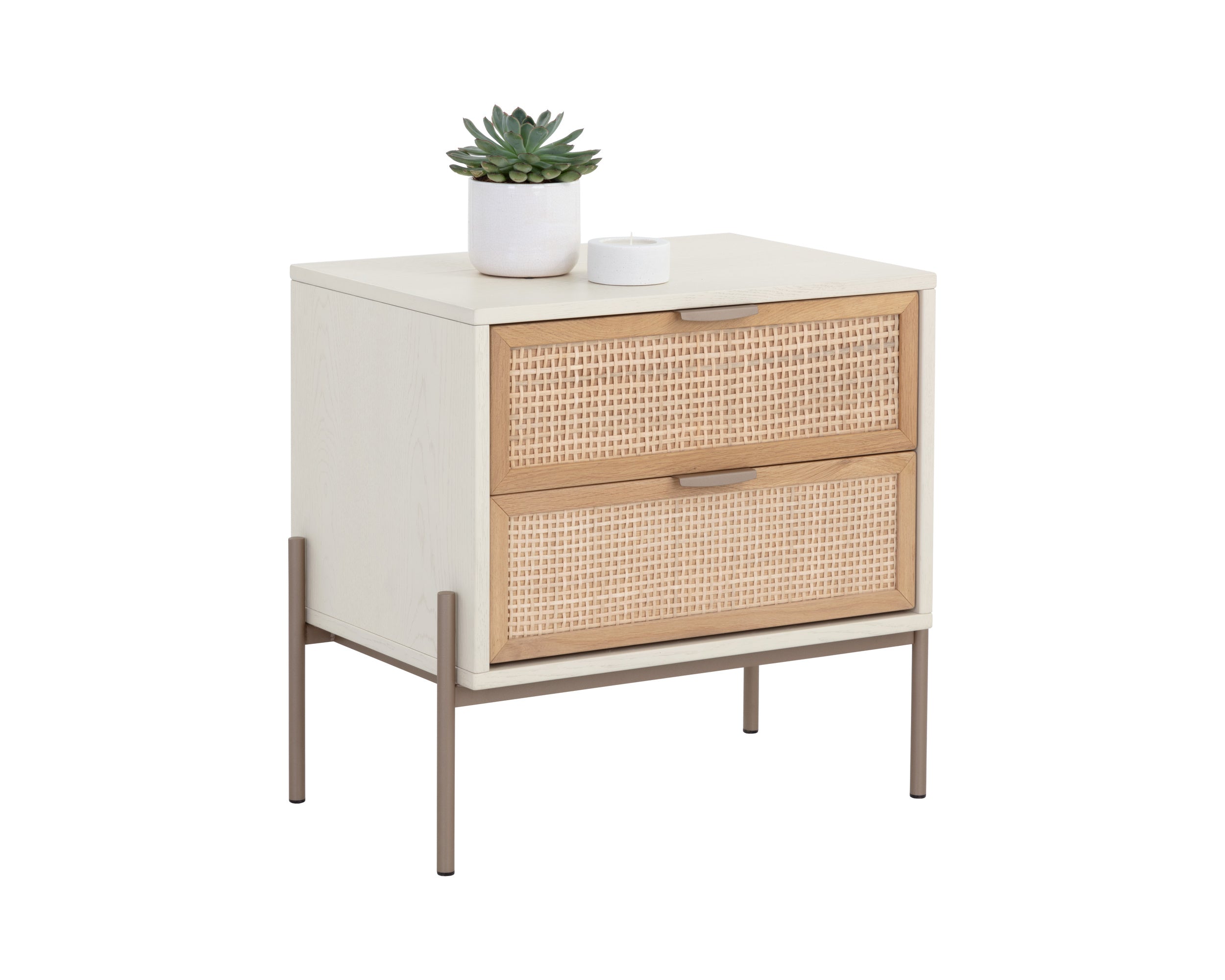 Avida Nightstand - Champagne Gold - Cream/Natural
