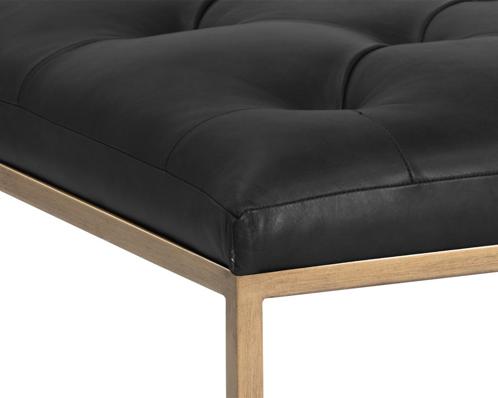 Endall Ottoman - Antique Brass - Vintage Black Night Leather