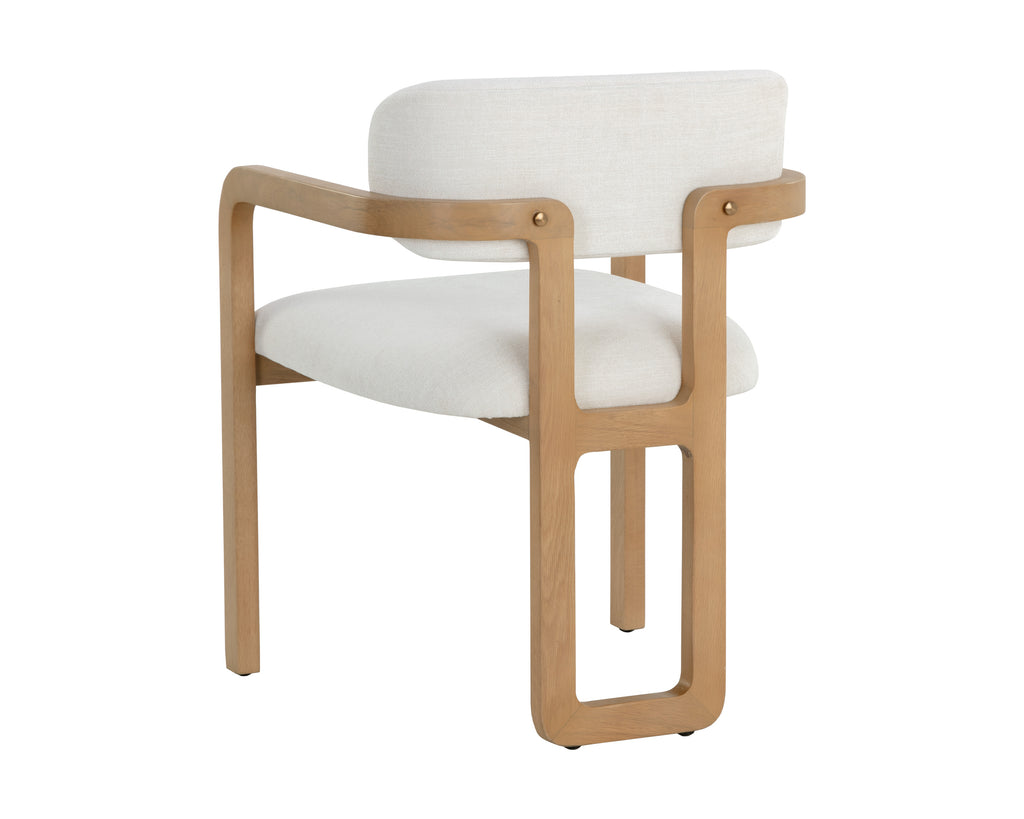 Madrone Dining Armchair - Rustic Oak - Heather Ivory Tweed